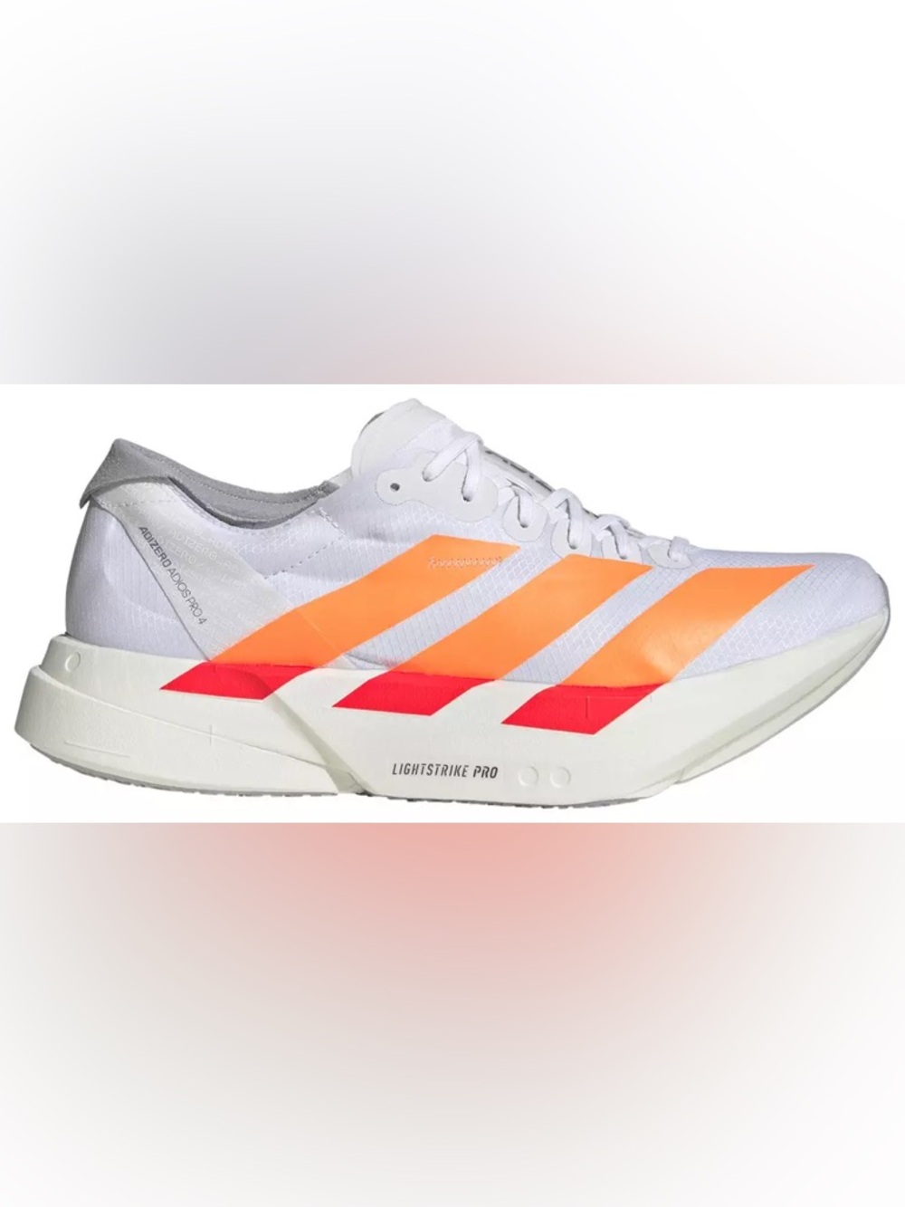 adidas White and Neon Orange Adizero LIGHTSTRIKE PRO